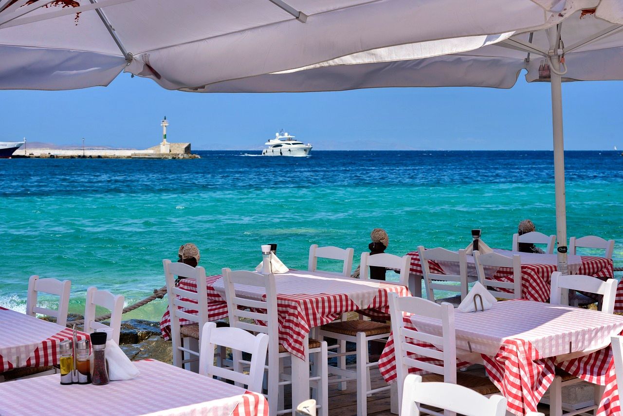 Restaurant at the beach in Mykonos