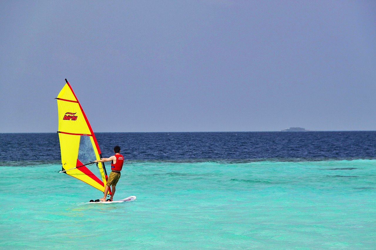 Wind surfing in the Maldives