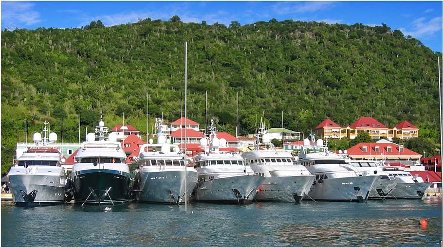 Luxury yachts in the harbor of Gustavia