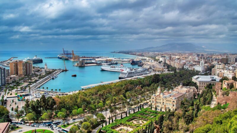 Malaga city and port, Andalucia, southern Spain