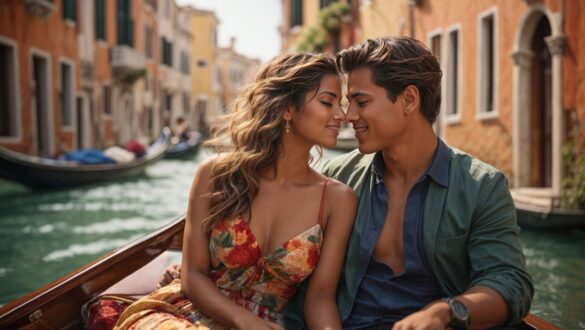 Romantic vacation or honeymoon in Venice, Italy