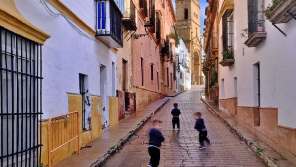 Kids on a family vacation in Spain