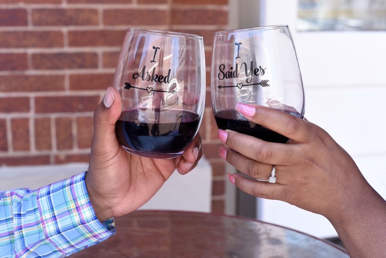 romantic couple with wine