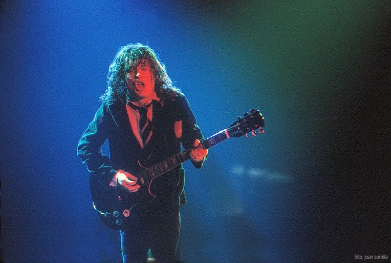 Angus Young performing with AC/DC in Barcelona in 2010