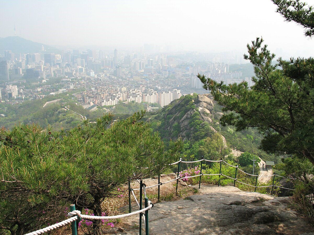 Hazy view of Seoul from Inwangsan Mountain
