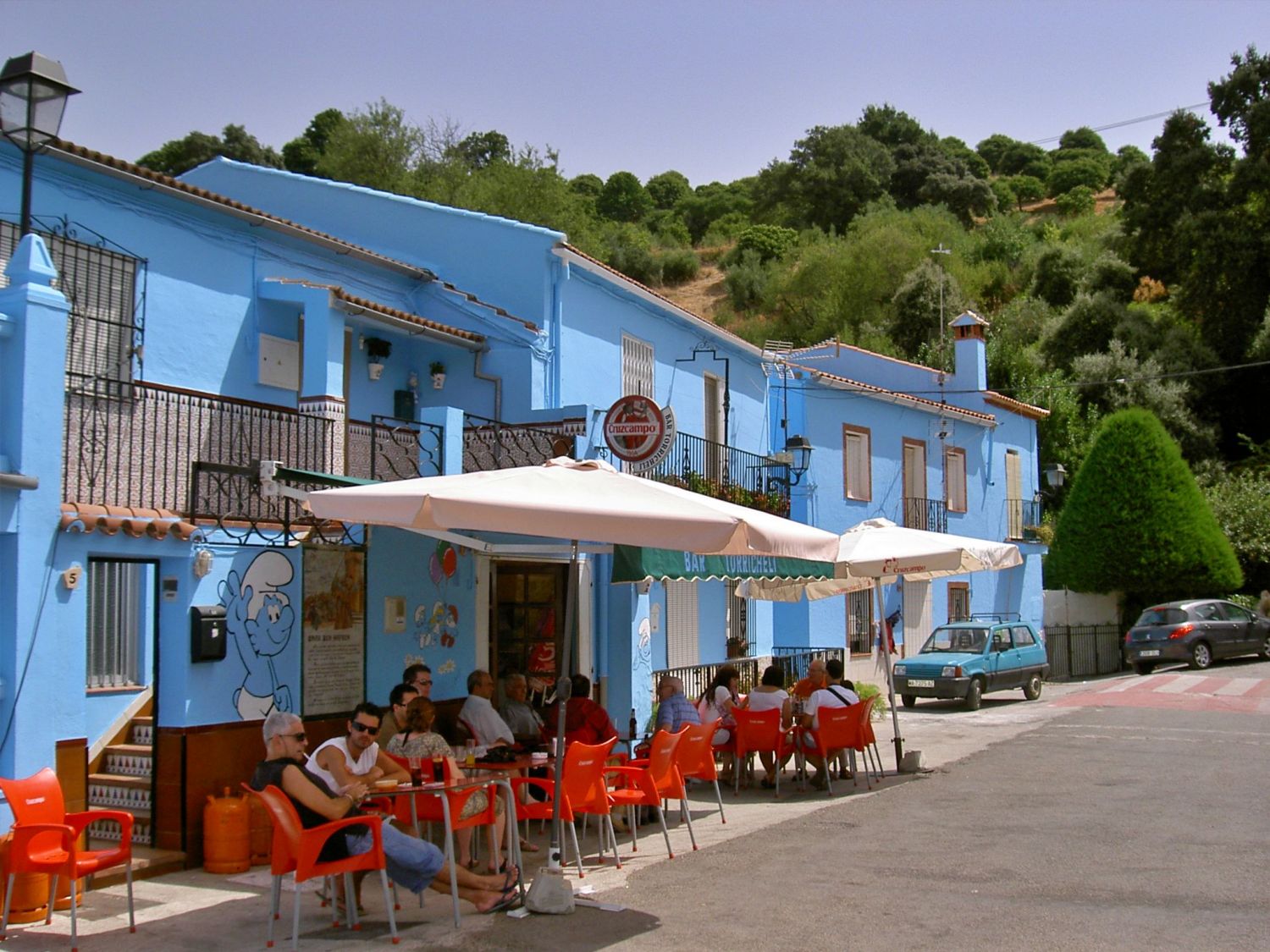 Restaurant and bar in Juzcar, Andalucia, Spain