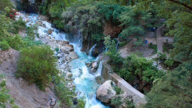 Turquoise river at Grutas Tolantongo