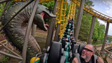 The moment you meet the Loch Ness Monster on the roller coaster