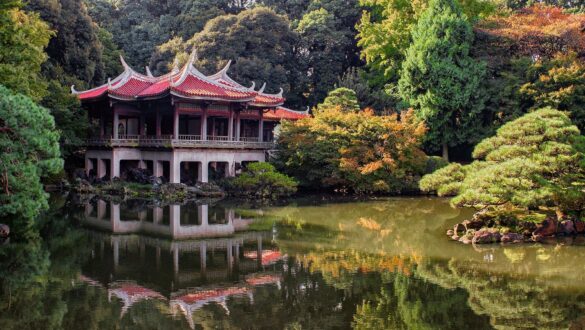 Park in Tokyo on the Golden Route in Japan