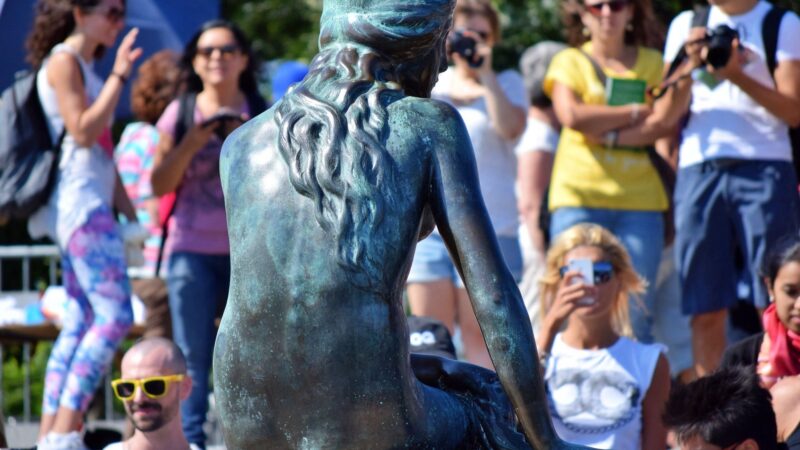 The Mermaid statue in Copenhagen, Denmark