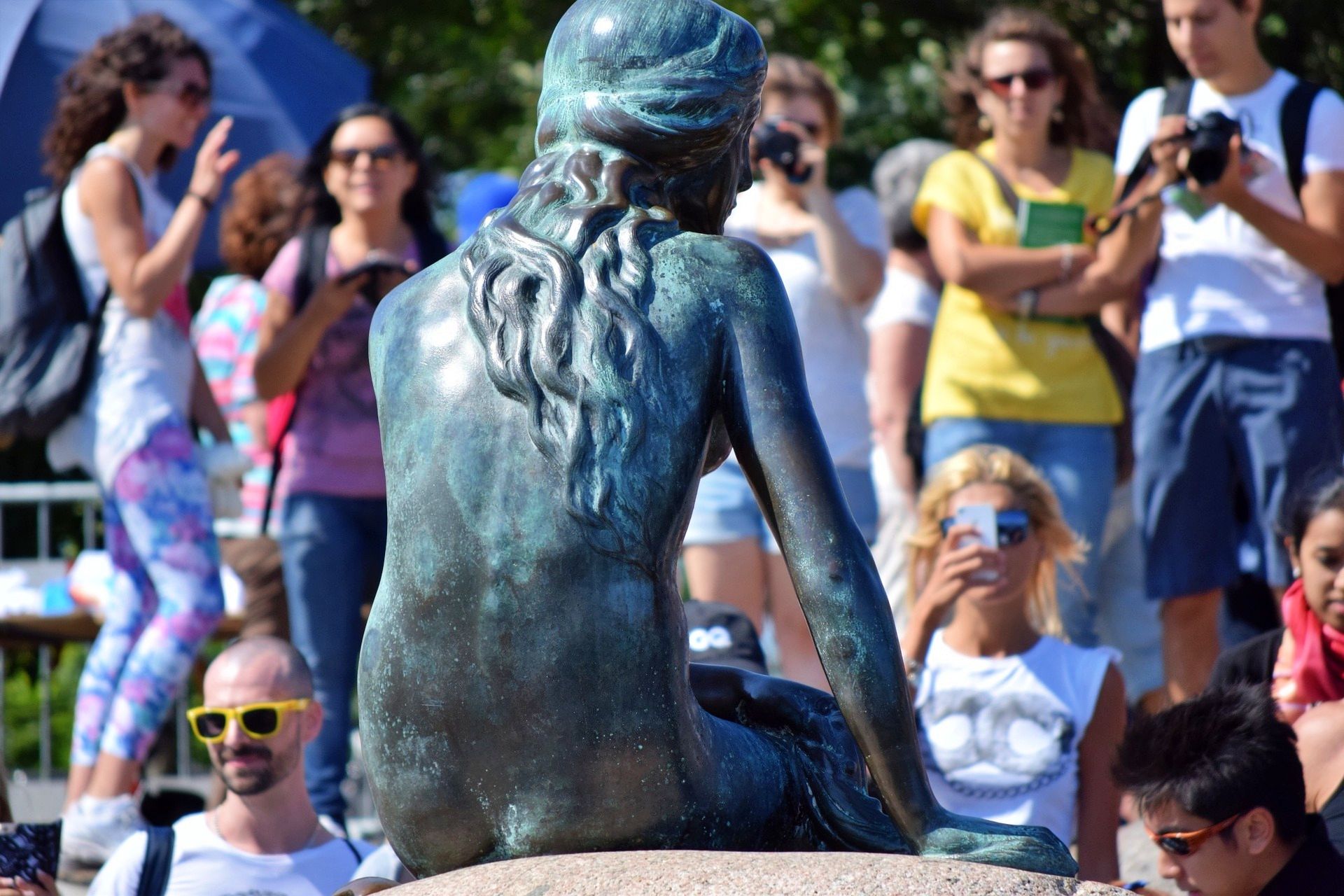 The Mermaid statue in Copenhagen, Denmark