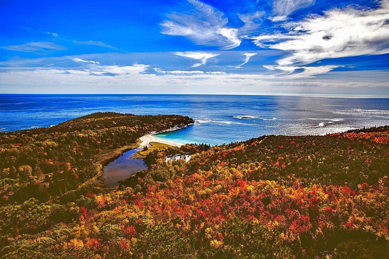 Fall foliage in Bar Harbor, Maine 