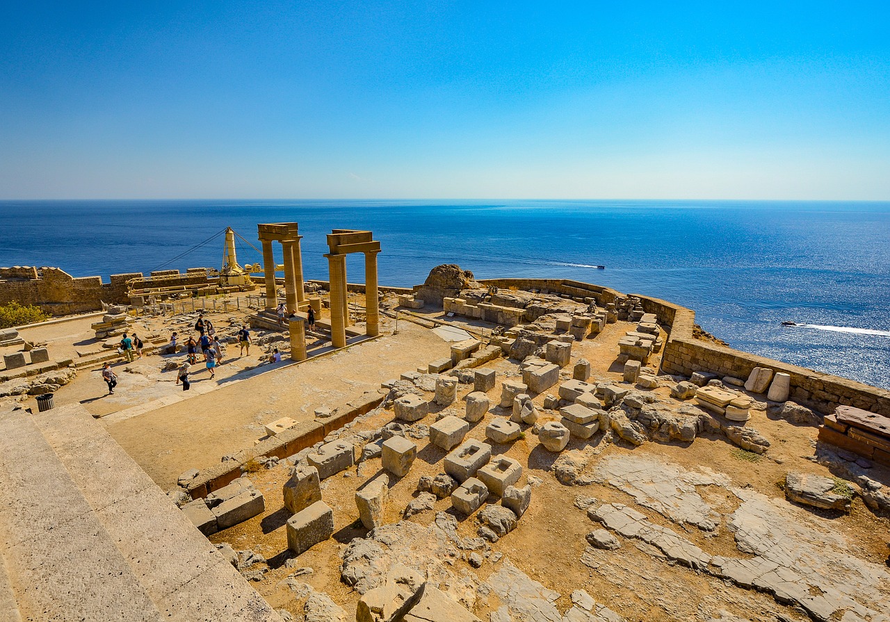 Historic ruins on Rhodes in Greece