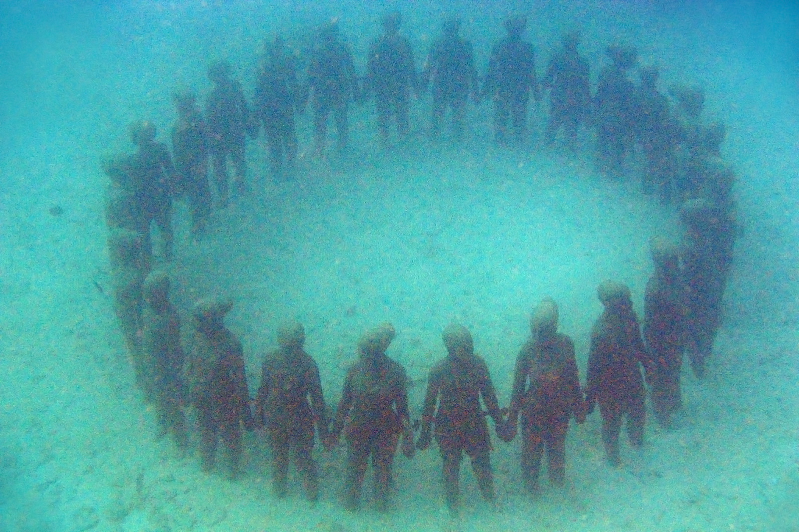 The underwater sculpture "Visissitudes" in Moliniere Bay, Grenada