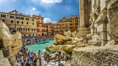 The Trevi Fountain in Rome from the back