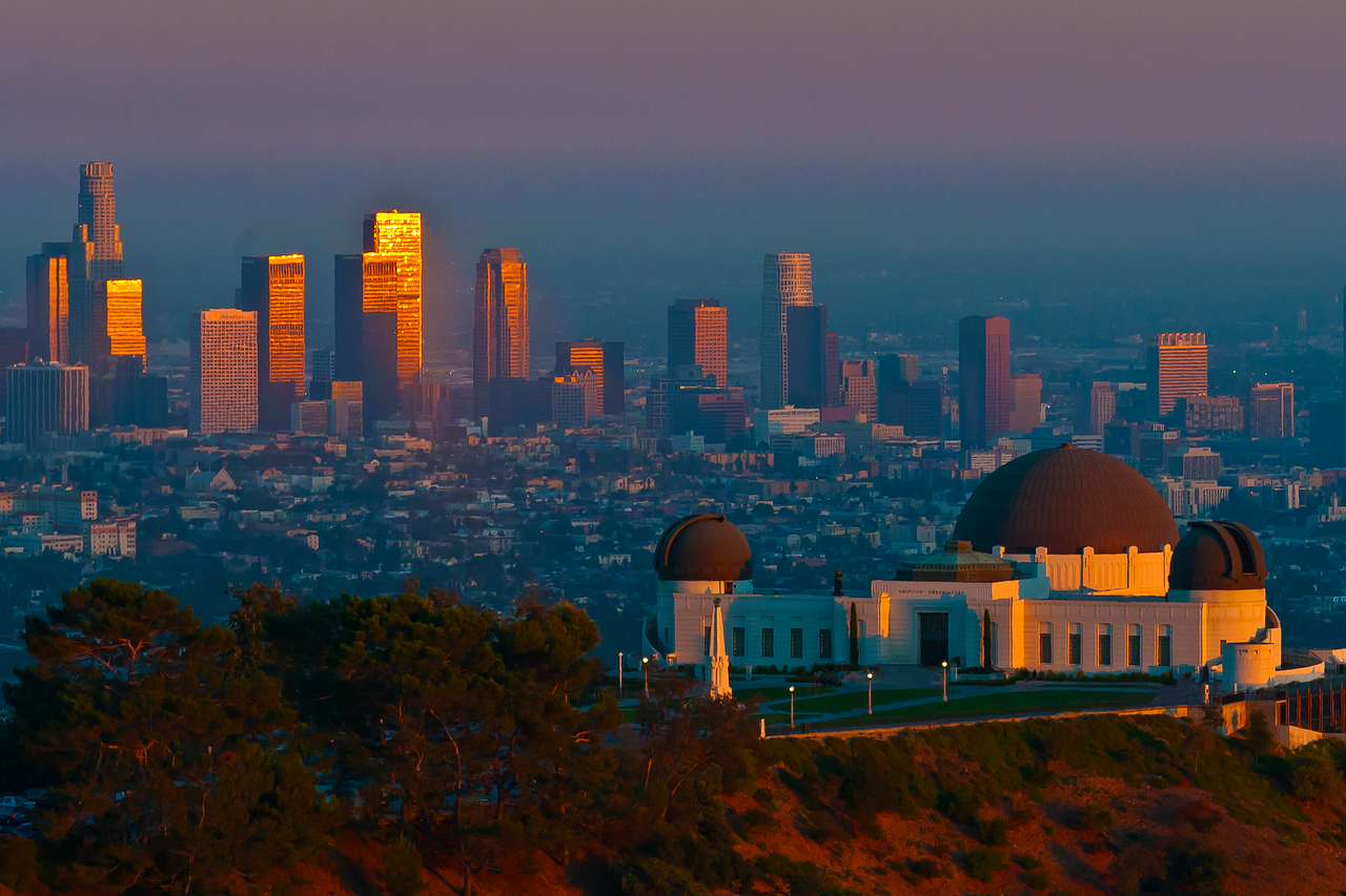 Sunset over the Griffith Observatory in Los Angeles