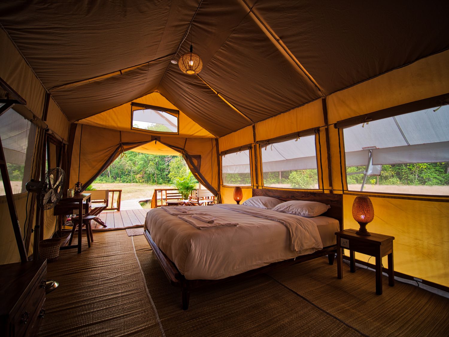 Inside a tent at Cardamom Tented Camp