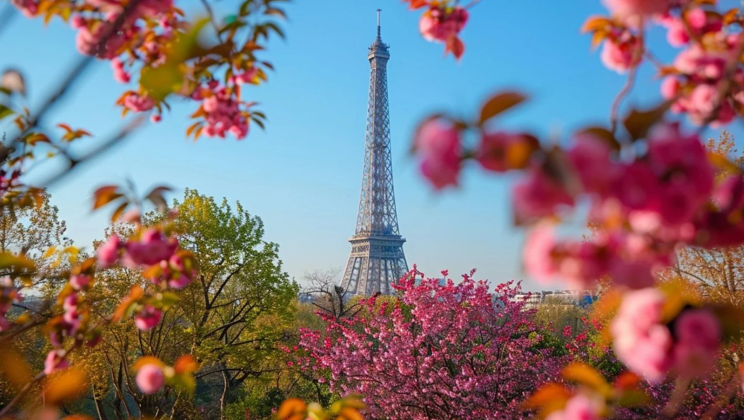 Cherry trees in Paris, France