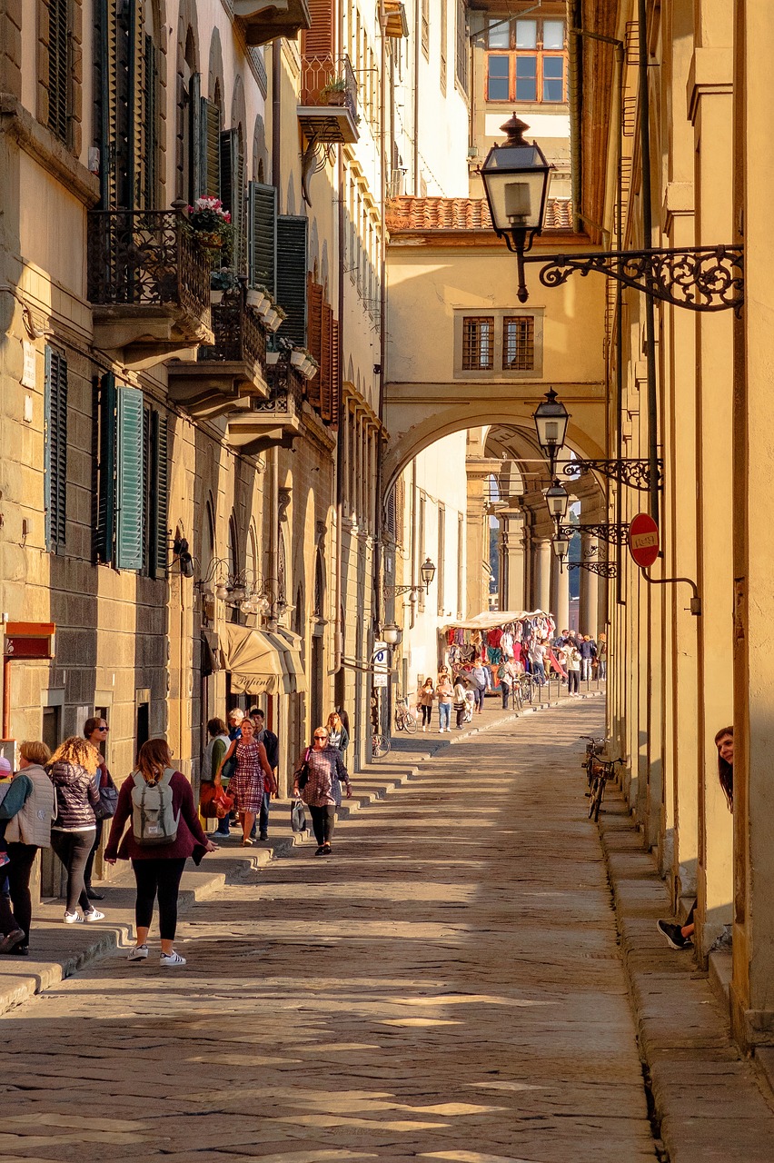 Narrow street in Florence, Tuscany, Italy