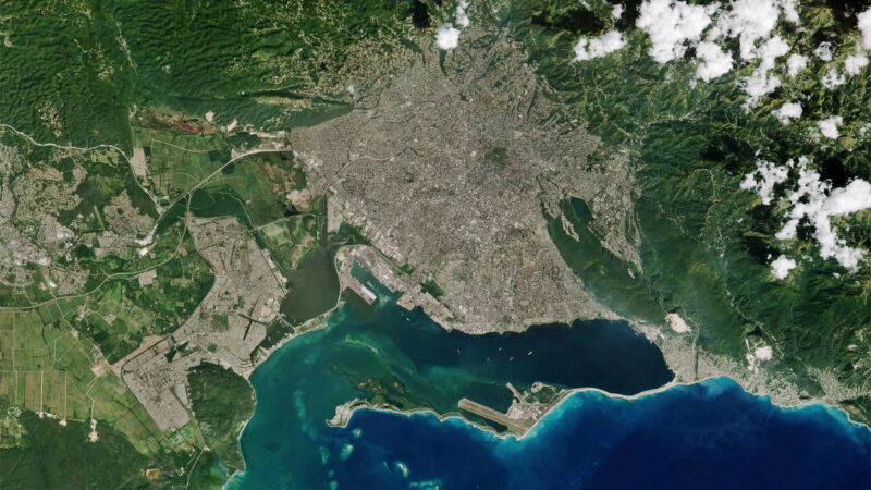 Aerial view of Kingston, Jamaica